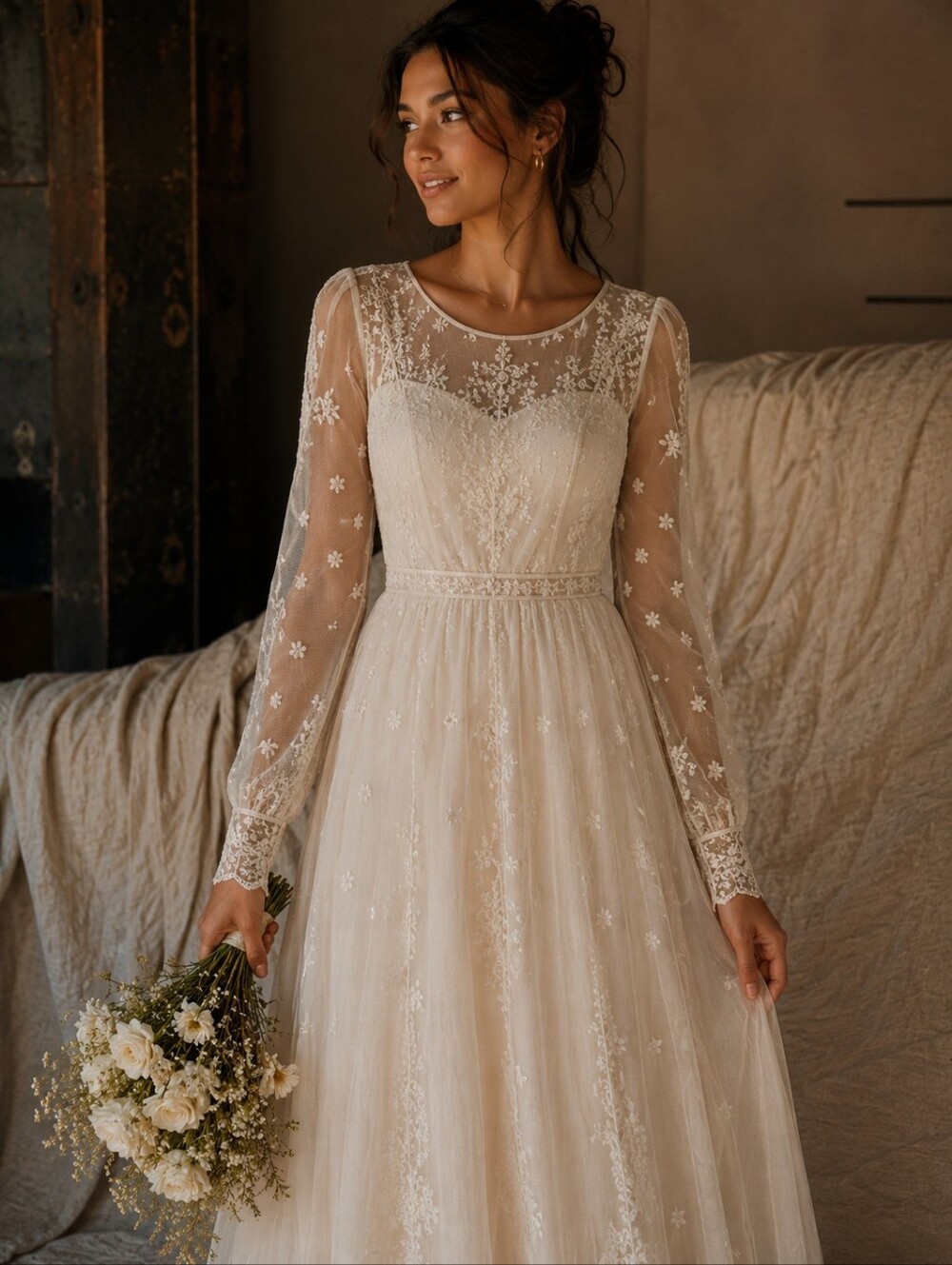 🤍 Vintage Bianchi of New York Wedding Dress & Lace Jacket  | ILGWU Bridal Gown